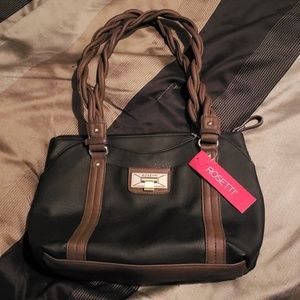 Rosetti black handbag with brown handles